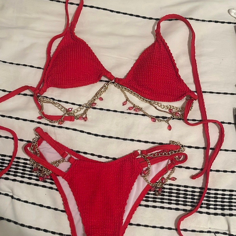 Red jeweled bikini